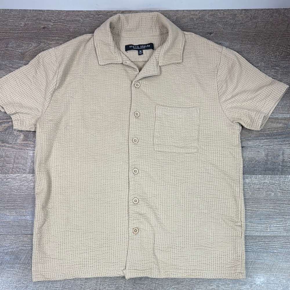 Rustic Souls Men’s Textured Short Sleeve Button Down Shirt Size Medium